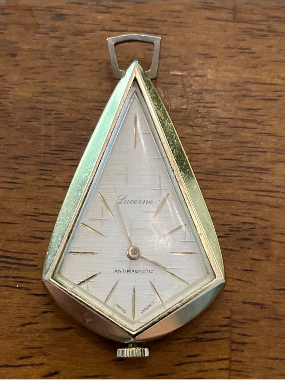 Vintage Lucerne Pendant Necklace Watch Womens 36mm Gold Tone Manual Wind Swiss